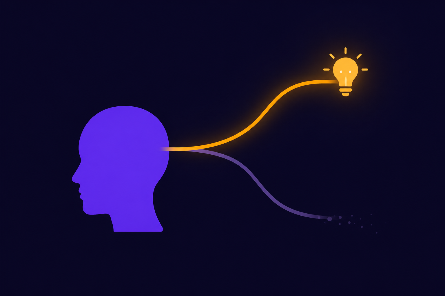 Two contrasting paths from a person's head, one leading to a lightbulb, one leading to a dead end